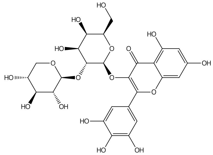 楊梅素-3-O-β-D-木糖(1-2)-β-D-半乳糖苷 丨CAS No.1487423-38-0